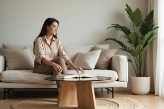Table basse élégante avec design minimaliste et pieds stylés