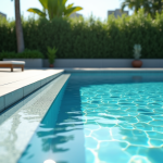Piscine moderne avec eau scintillante et design minimaliste