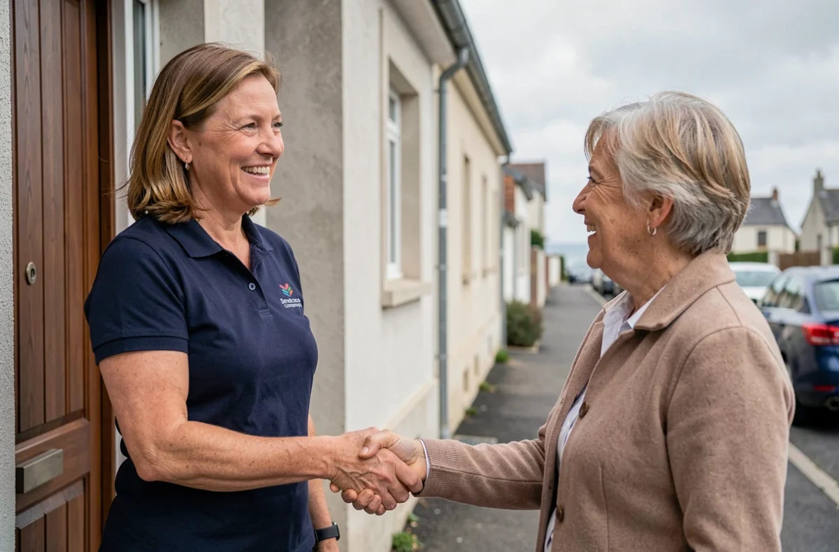 Première rencontre entre une aide ménagère et sa cliente à domicile à Saint-Nazaire
