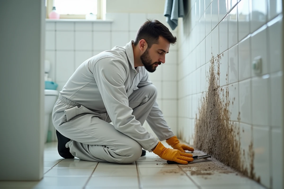 Technicien en protection en train d